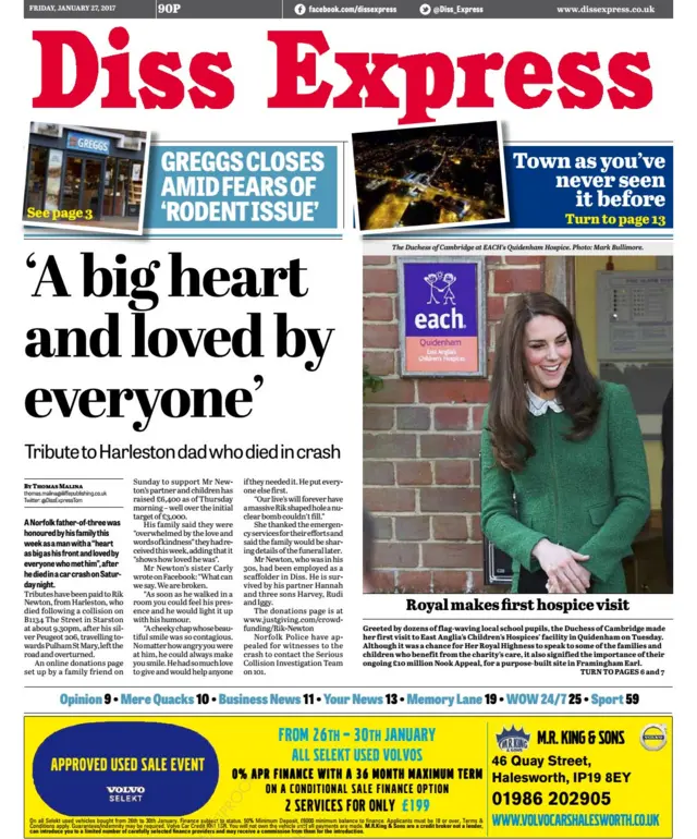 Diss Express front page