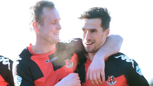 Jordan Owens and Declan Caddell of Crusaders