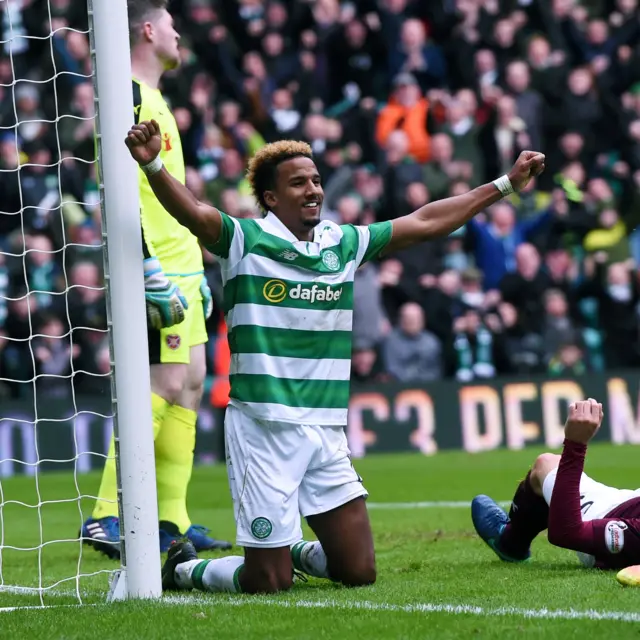 Scott Sinclair celebrates scoring for Celtic