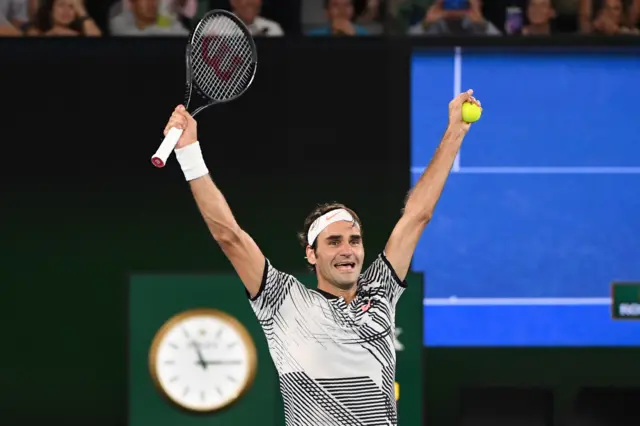 Federer celebrates