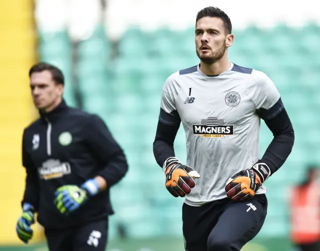 Craig Gordon warms up for Celtic ahead of facing Hearts