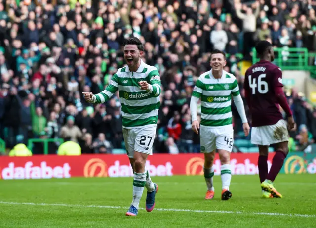 Patrick Roberts celebrates his goal for Celtic