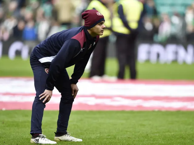 Moha Choulay warms up for Hearts