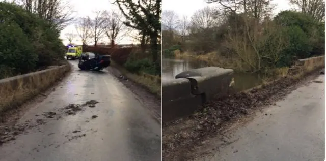 A motorist has a lucky escape after car overturns in North Yorkshire