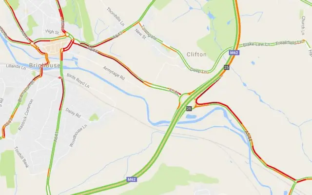 Traffic around M62