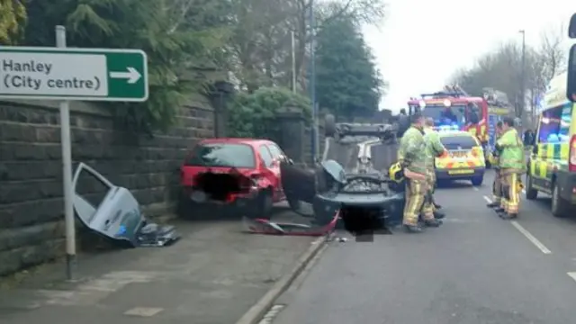 Overturned vehicle on A53