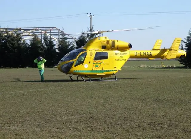 Photo of helicopter from Lincs and Notts Air Ambulance