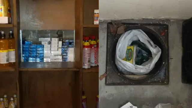 Illegal cigarettes hidden behind storage cupboard and in manhole