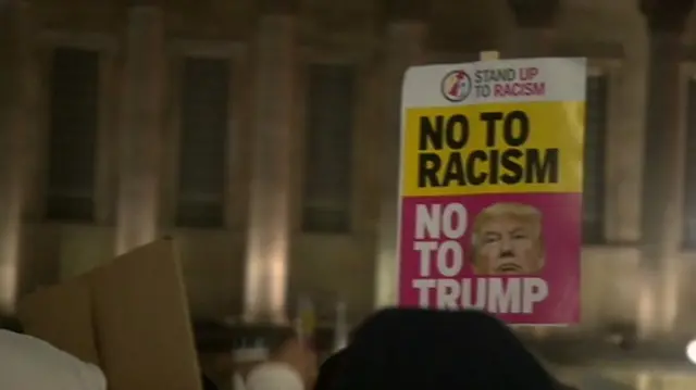 A protester's banner