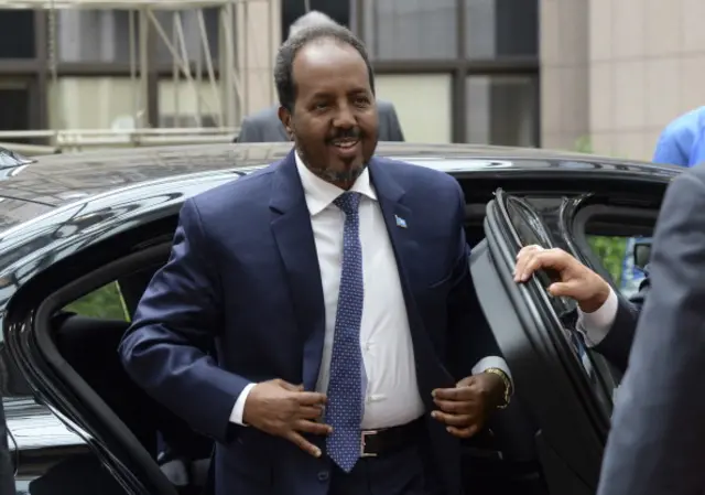 Somalia's President Hassan Sheikh Mohamud arrives for the 4th EU-Africa summit on April 2, 2014 at the EU Headquarters in Brussels.