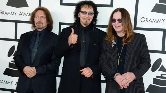 Black Sabbath members from left to right: Geezer, Tony Iommi and Ozzy Osbourne