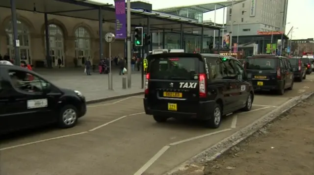 Taxis on Ferensway in Hull