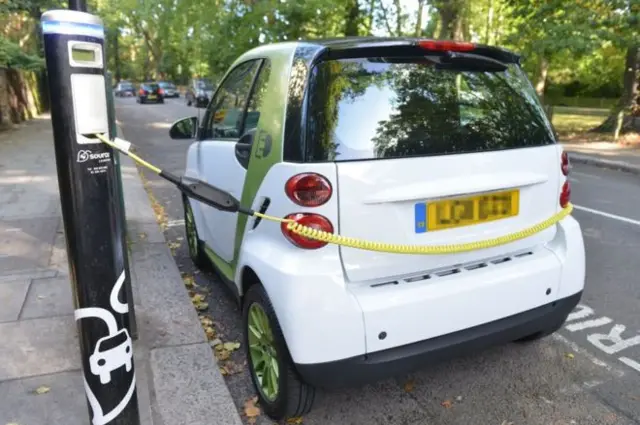 Electric vehicle at charging point