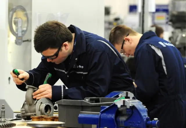 Apprentices at a Rolls Royce factory in Derby