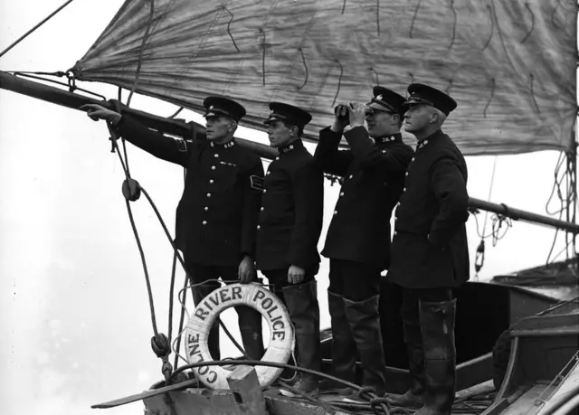 Colne River police patrolling the oyster beds at Brightlingsea in Essex