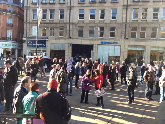 Crowd gather outside Sheffield Town Hall