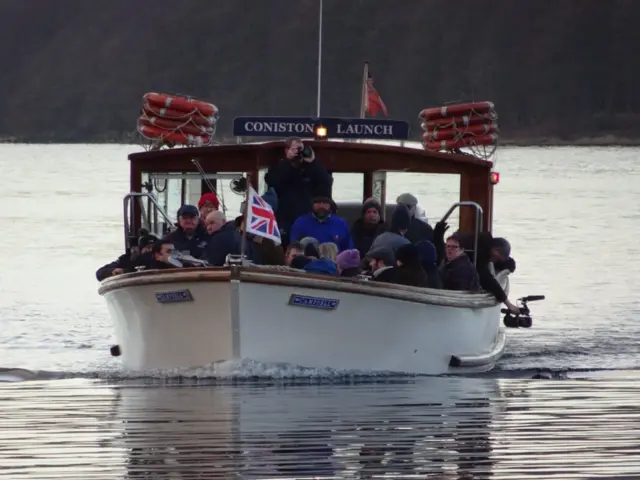 Coniston Launch returning from the Donald Campbell crash site