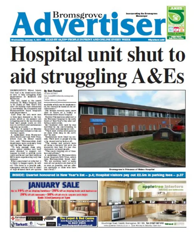 Bromsgrove Advertiser front page