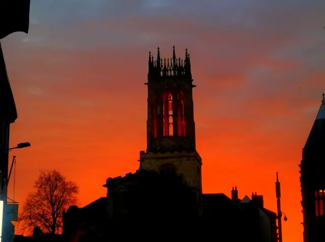 Sunset over York city centre