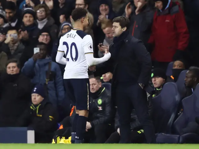 Mauricio Pochettino shakes hands with Dele Alli