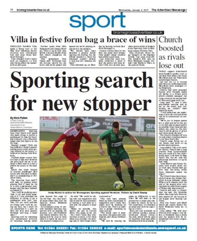 Bromsgrove Advertiser back page