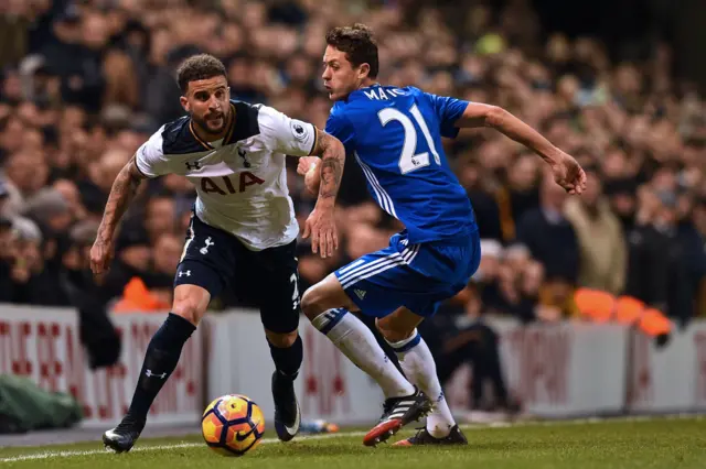 Kyle Walker defends for Tottenham