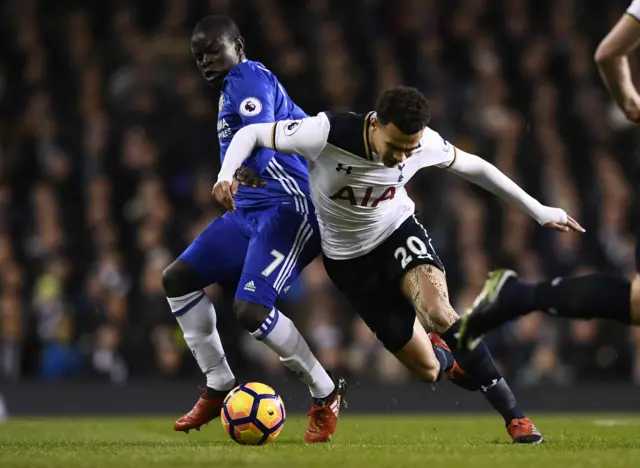 N'Golo Kante vies for the ball