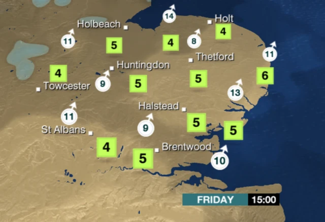 Weather map for BBC East