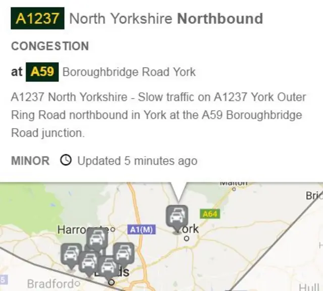 Traffic building up across North Yorkshire