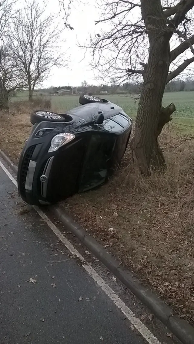 Overturned car