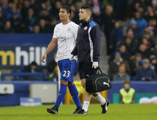 Leonardo Ulloa leaves the pitch