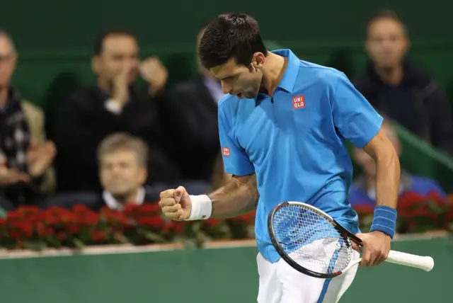 Novak Djokovic celebrates