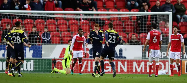 Ryan Taylor after scoring his goal for Oxford