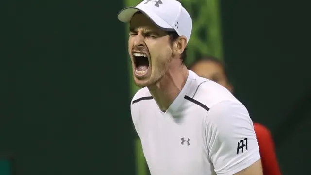 Andy Murray reacts