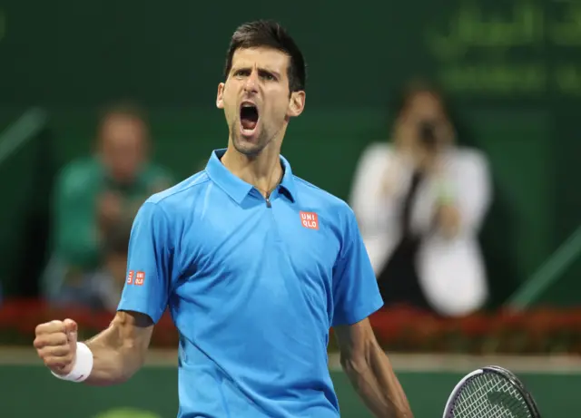 Novak Djokovic reacts