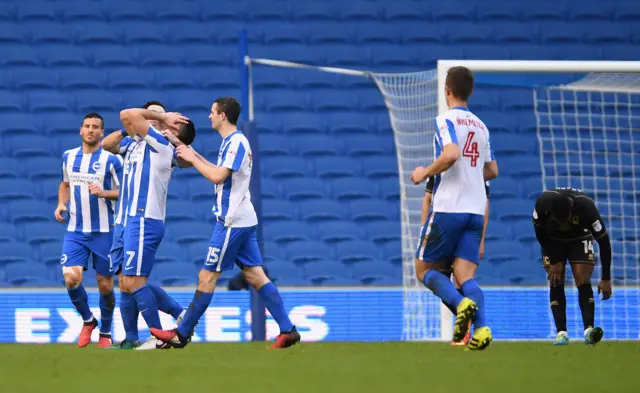 Beram Kayal of Brighton celebrates after scoring the opening goal