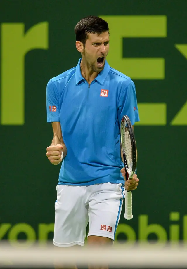 Novak Djokovic of Serbia celebrates