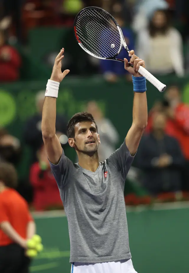 Novak Djokovic celebrates