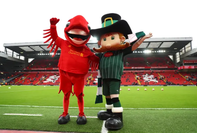 Liverpool and Plymouth mascots