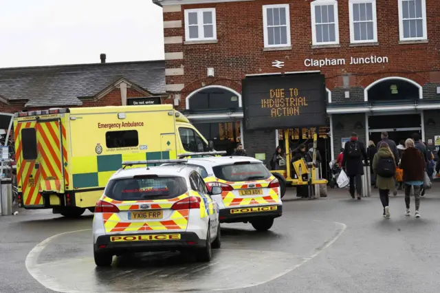 Ambulance and police outside Clapham Junction