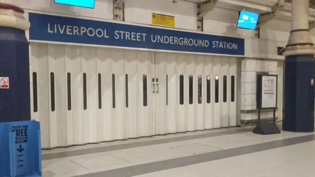 A closed Liverpool Street underground station