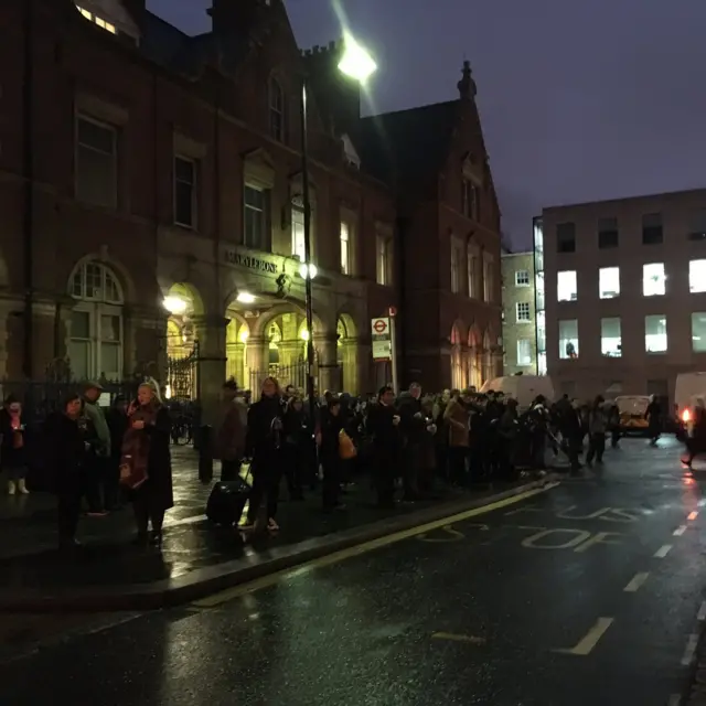 Bus queue at Marylebone