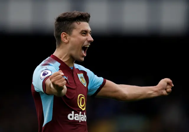 Burnley's Lowton celebrates