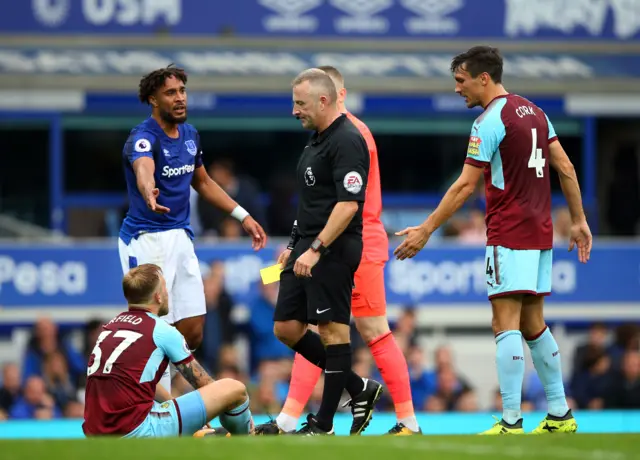 Arfield receives a yellow from the referee