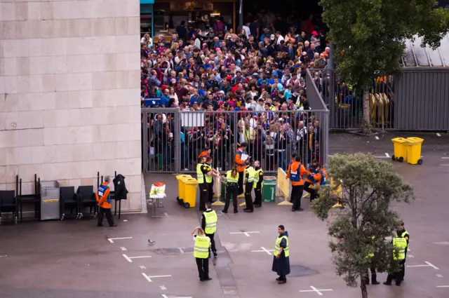 Barcelona fans outside of the Nou Camp