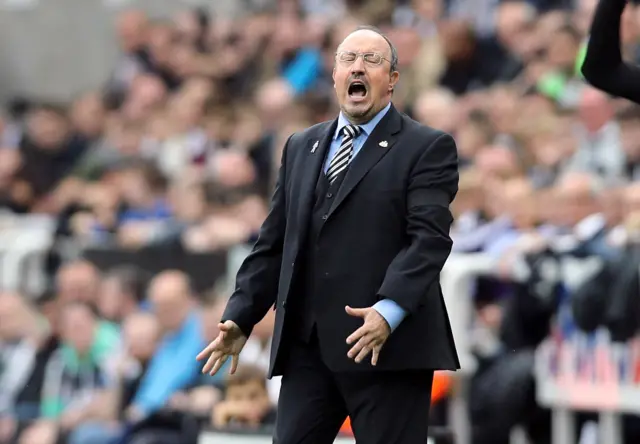 Rafa Benitez reacts to the game