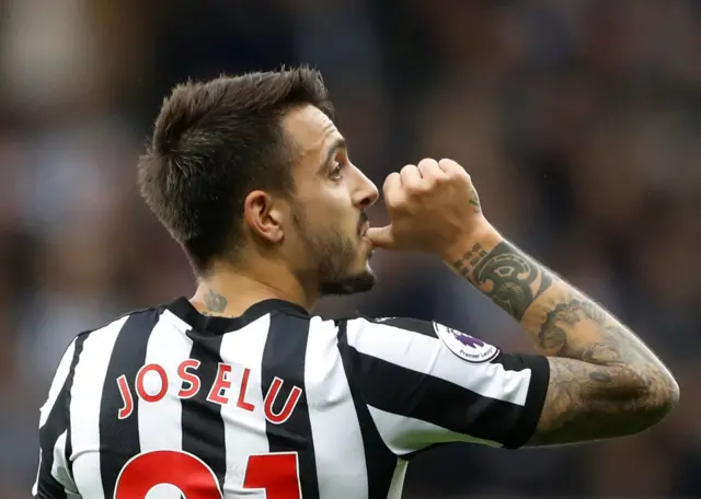 Joselu celebrates scoring