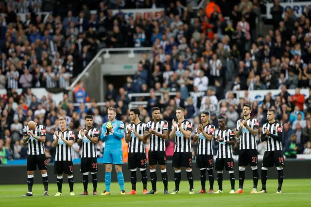 Newcastle line-up on the pitch