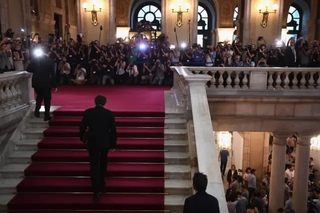 President of Catalonia, Carles Puigdemont, arrives at Catalan Parliament