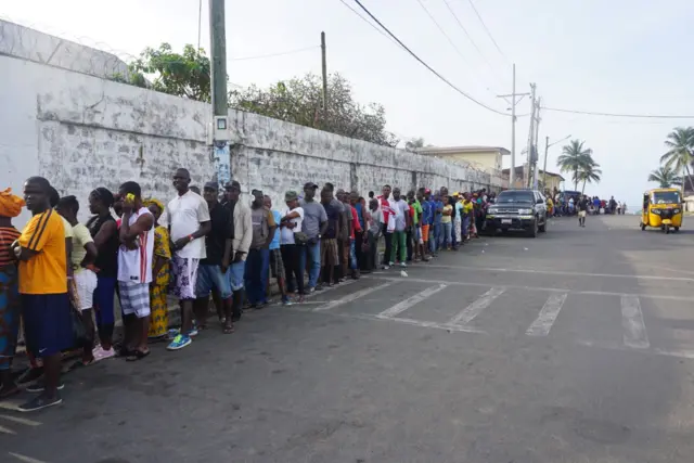 Voters queue in Monrovia, Liberia